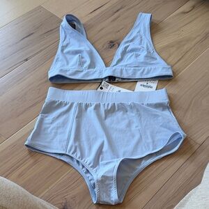 Zara Light Blue Soft Bralette and High-Waist Brief Set